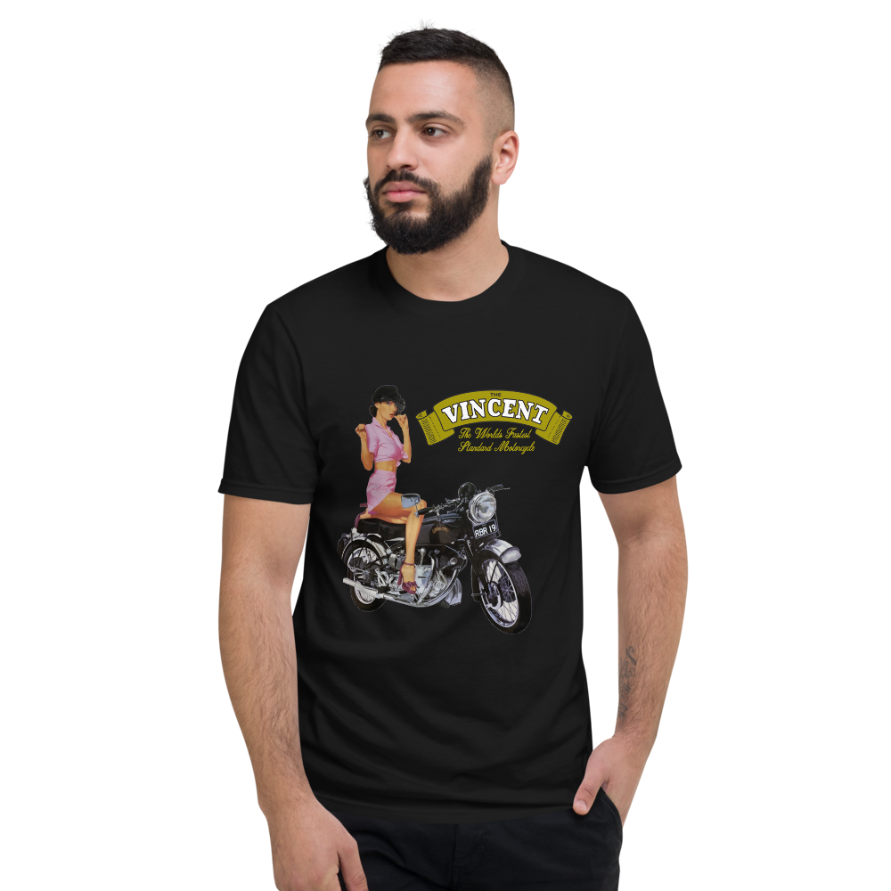 Vincent The Worlds Fastest Standard Motorcycle Black T Shirt Rather Be Riding 9611
