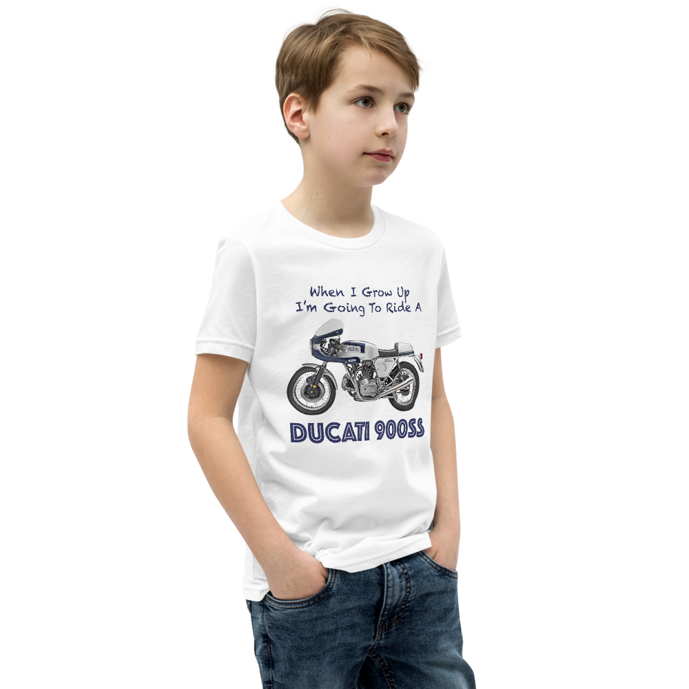 'When I Grow Up' Ducati 900SS Kids White T Shirt