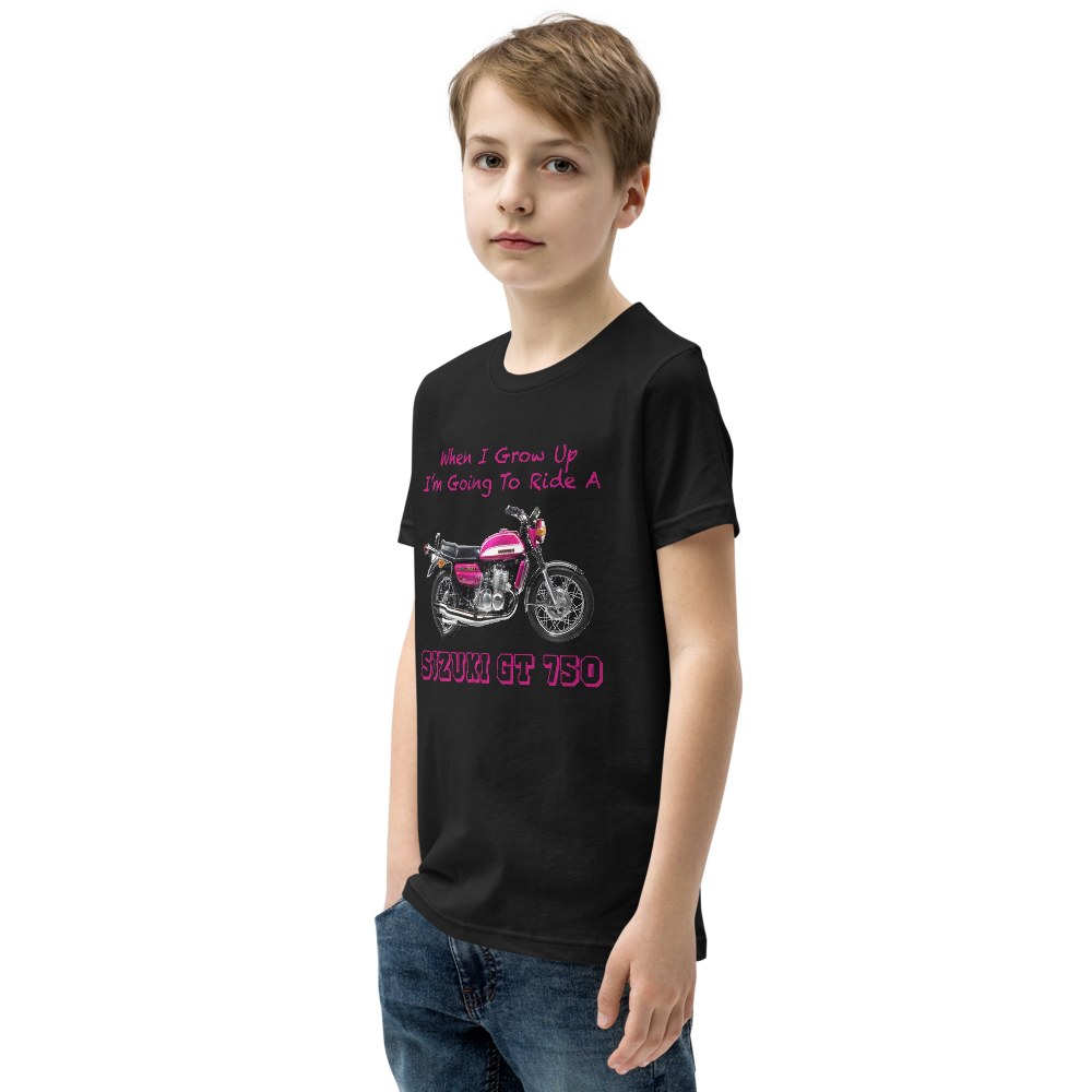 'When I Grow Up' Suzuki GT750 Kids Black T Shirt